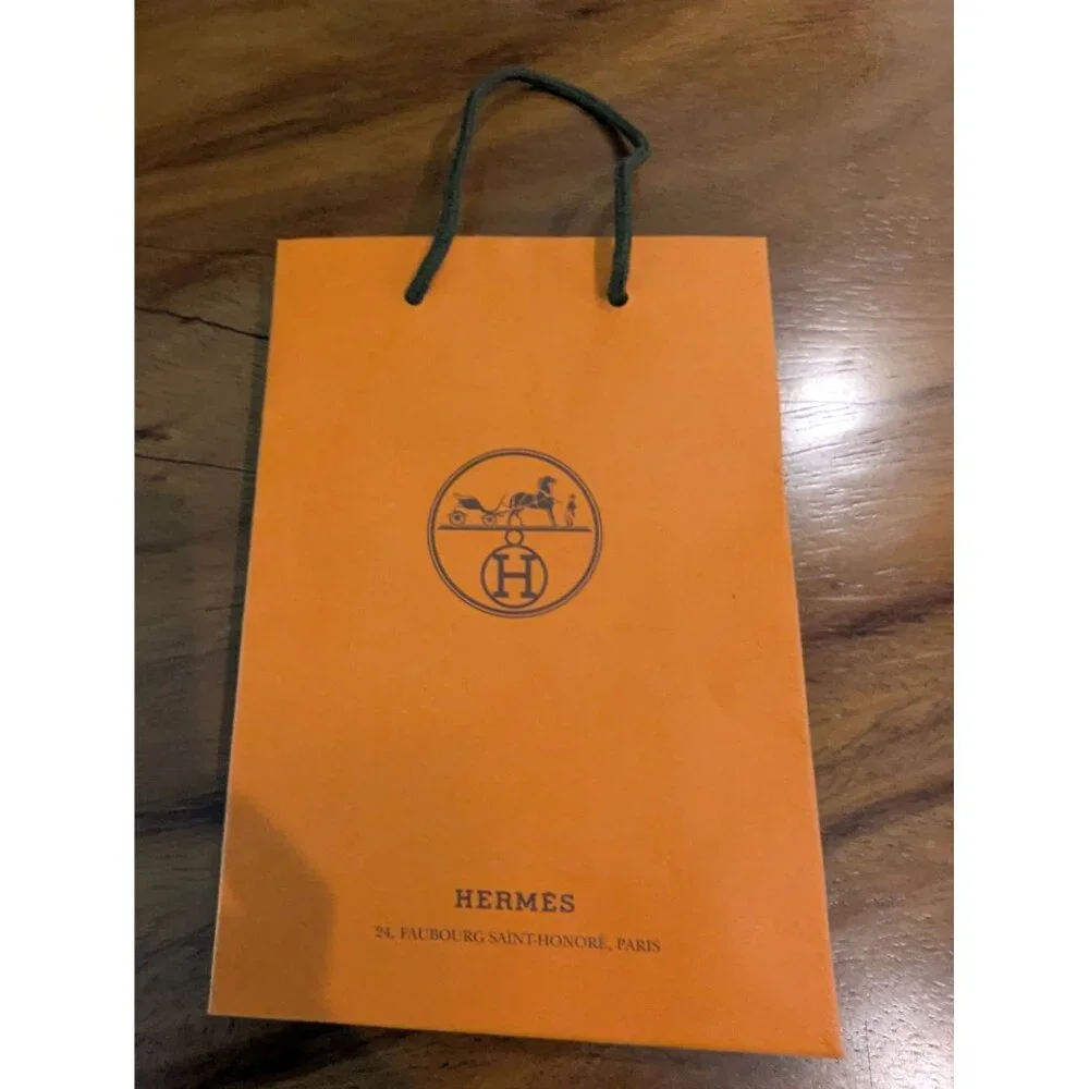 Hermes Luxury Orange Paper Shopping Bag With Rope Handles  8.5
